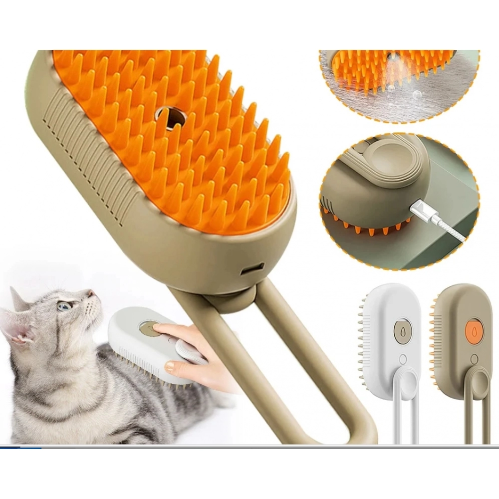 Pet Steam Brush Cat Dog Cleaning Steamy Electric Spray Massage Comb 3 In 1 Hair Removal Grooming Supplies Pet Accessories