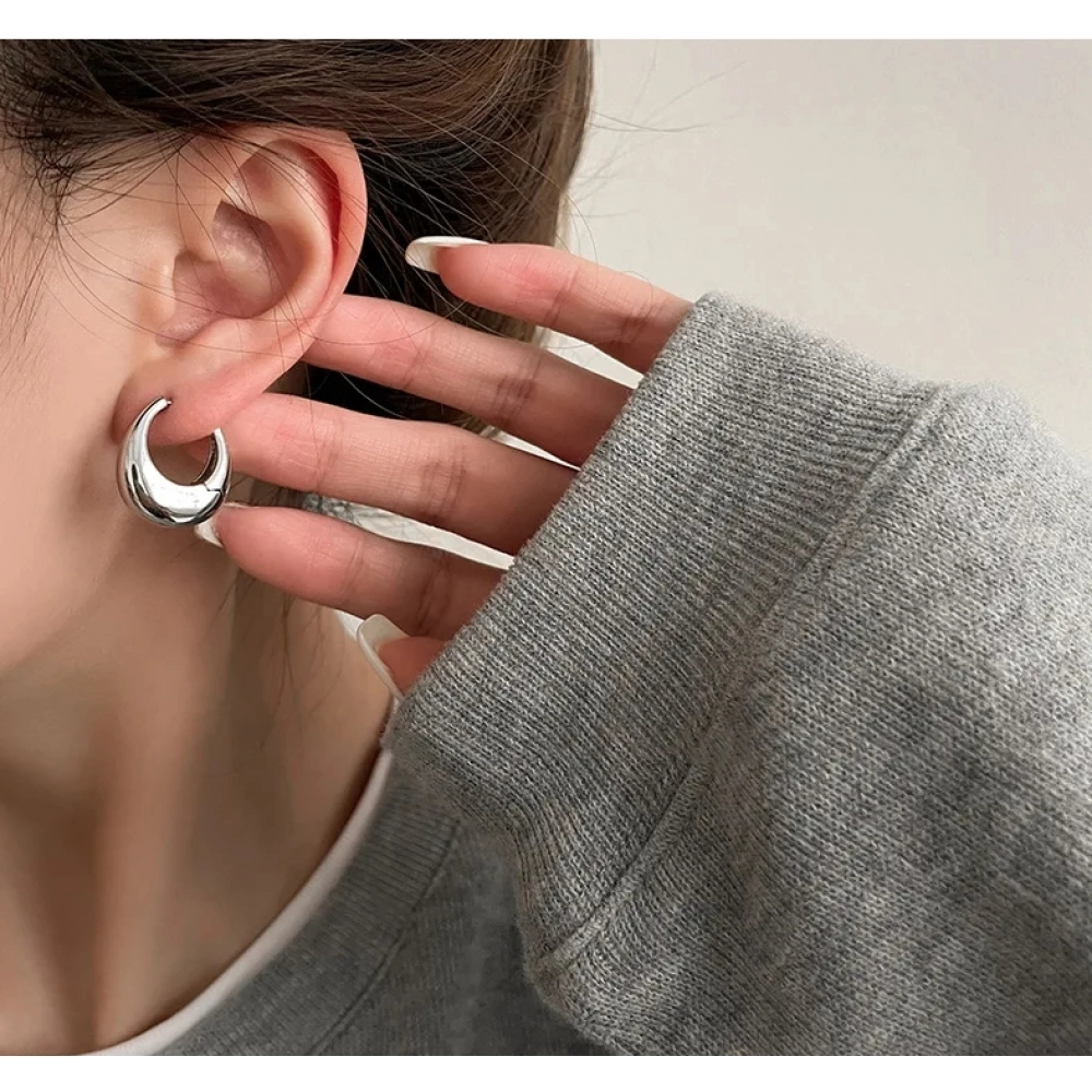 925 Sterling Silver Vintage Gold Round Earrings For Women Trendy Earring Jewelry Prevent Allergy Party Accessories Gift