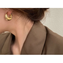 925 Sterling Silver Vintage Gold Round Earrings For Women Trendy Earring Jewelry Prevent Allergy Party Accessories Gift