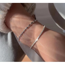 New Fashion 925 Sterling Silver Double Layer Bracelet Beads Exquisite Simple Women Bracelet Fine Jewelry Accessories