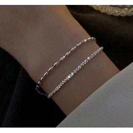 New Fashion 925 Sterling Silver Double Layer Bracelet Beads Exquisite Simple Women Bracelet Fine Jewelry Accessories