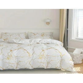 2/3pcs Bronzing Marble Print Down Comforter Set, Thickened Warm Quilt Core,Soft And Comfortable, Hotel Home Bedding