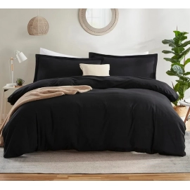 Washed Cotton Bedding Sets Duvet Cover Set Soild Color for Hotel Bedroom Brushed Quilt Cover Pillowcase Flat Sheet Bed Linen Ins