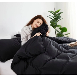 Washed Cotton Bedding Sets Duvet Cover Set Soild Color for Hotel Bedroom Brushed Quilt Cover Pillowcase Flat Sheet Bed Linen Ins